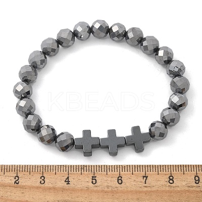 Natural Titanium Hertz Beads Stretch Bracelets for Women Men BJEW-R015-01-1