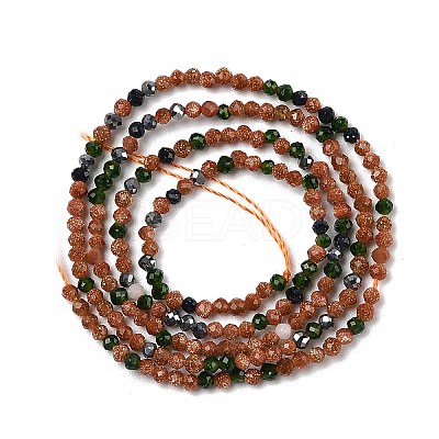Synthetic Goldstone & Green Goldstone & Blue Goldstone Beads Strands G-RM250104-D5-1