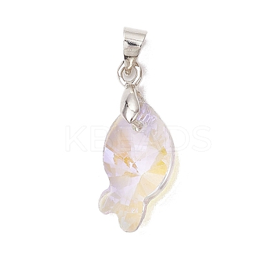 5Pcs Brass and Glass Pendants PALLOY-JF03365-1