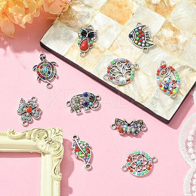 10Pcs 10 Styles Alloy Connector Charms FIND-YW0004-21-1