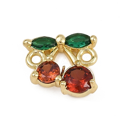 Brass Pave Green and Red Cubic Zirconia Links KK-D409-18G-1