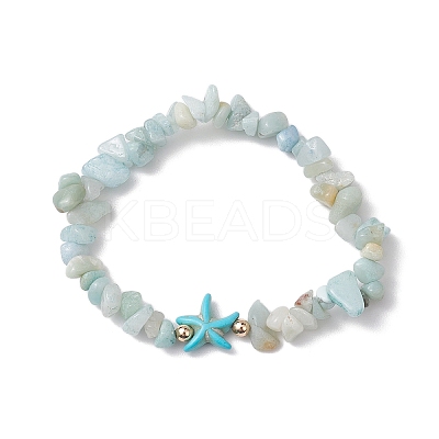Natural Flower Amazonite Chip Beaded Stretch Bracelets BJEW-JB10689-01-1