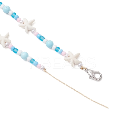 Synthetic Turquoise & Glass Seed Beaded Pendant Decorations HJEW-JM03182-03-1