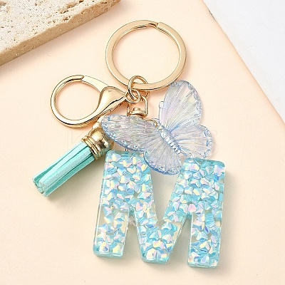 Resin & Acrylic & Faux Suede Tassel Keychain KEYC-YW00117-13-1
