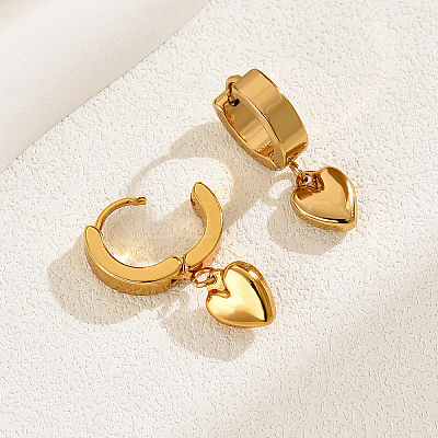 Elegant 201 Stainless Steel Heart Stud Earrings TZ6208-1