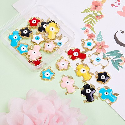 22Pcs Alloy Enamel Pendants ENAM-SZ0001-39LG-1