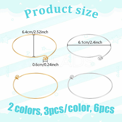 6Pcs 2 Colors 304 Stainless Steel Bangles for Women BJEW-UN0001-59-1