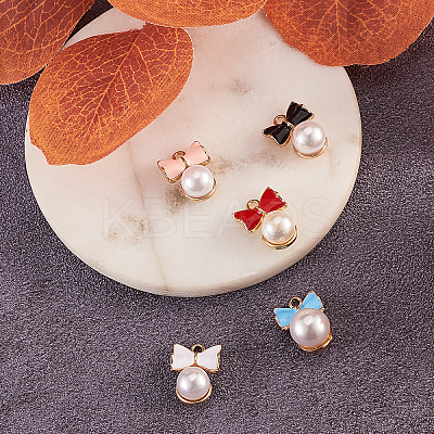 50Pcs 5 Colors Zinc Alloy Enamel Pendants ENAM-CJ0001-78-1