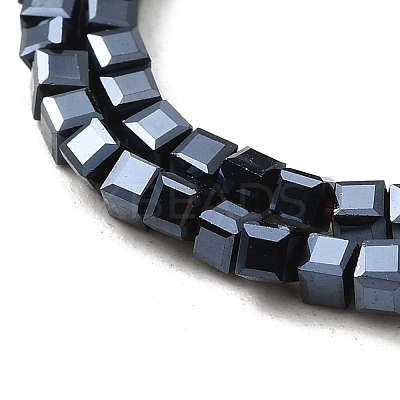 Cube Shaped Black Plated Crystal Glass Beads Strands EGLA-F013-J01-1