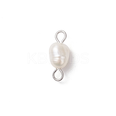 Natural Cultured Freshwater Pearl Rice Connector Charms PALLOY-JF04478-02-1