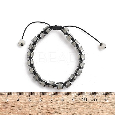 Adjustable Natural Labradorite and Non-magnetic Synthetic Hematite Braided Bead Bracelets BJEW-Z090-01A-1