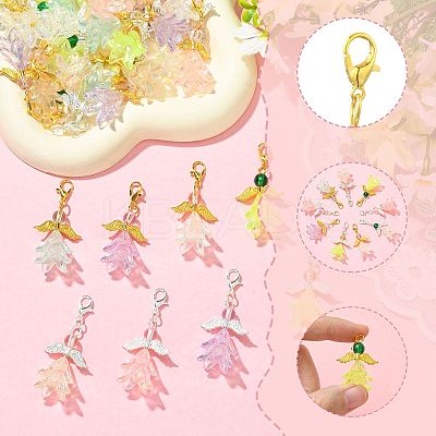 30Pcs 6 Styles Angel Acrylic & Glass Pendant Decorations HJEW-FS00074-1