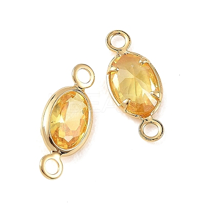 SHEGRACE Brass Pave Cubic Zirconia Oval Connector Charms XGRQ2O670-439C-G-1