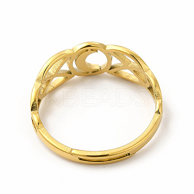 Ion Plating(IP) 304 Stainless Steel Crescent Moon Adjustable Ring for Women RJEW-B027-03G-1