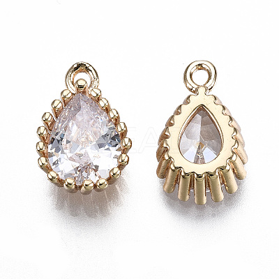 Brass Clear Cubic Zirconia Charms X-KK-S359-129-B01-RS-1
