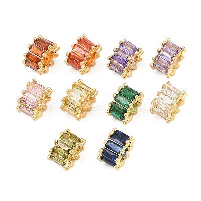 Real 18K Gold Plated Brass Micro Pave Cubic Zirconia European Beads KK-C170-32G-1