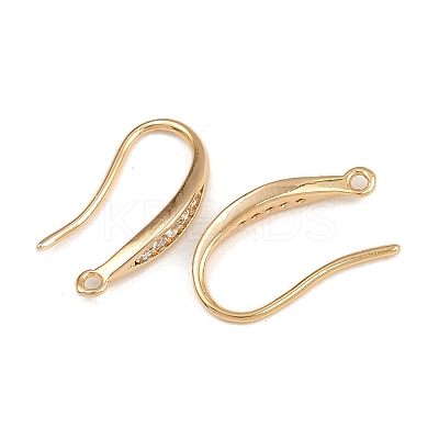 Brass Micro Pave Clear Cubic Zirconia Earring Hooks KK-F910-24G-1
