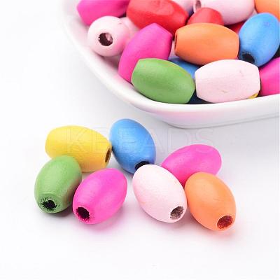 Mixed Color Barrel Natural Wood Beads for Jewelry Making X-TB231Y-1