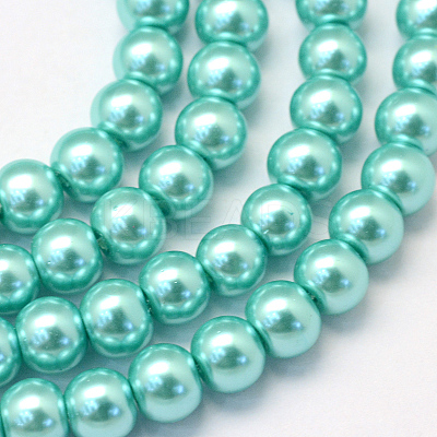 Baking Paint Pearlized Glass Pearl Round Bead Strands LS-HY-Q003-6mm-65-1