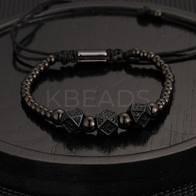 304 Stainless Steel Braided Beads Bracelets WG0F93D-34-1