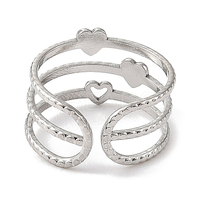 304 Stainless Steel Enamel Open Cuff Rings for Women RJEW-F166-22P-02-1