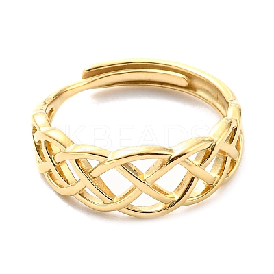 Adjustable 304 Stainless Steel Sailor's Knot Ring for Women RJEW-C016-03G-1