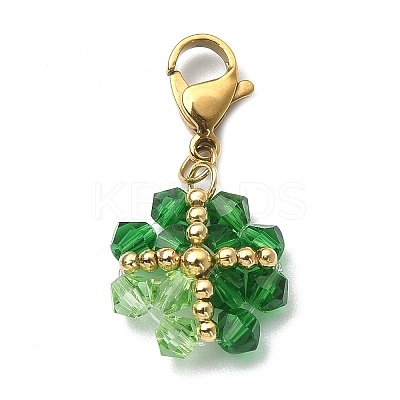 Clover Glass Pendant Decoration HJEW-TA00029-1