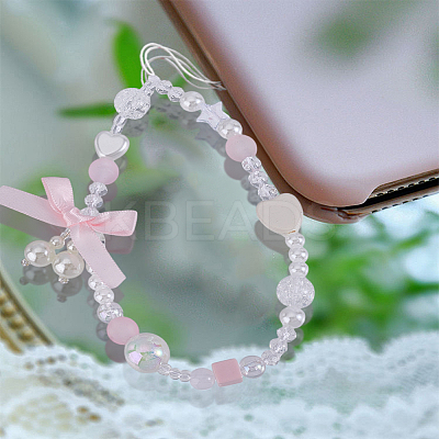 1Pc Heart & Bowknot Plastic Mobile Straps for Women AJEW-LP0004-63-1