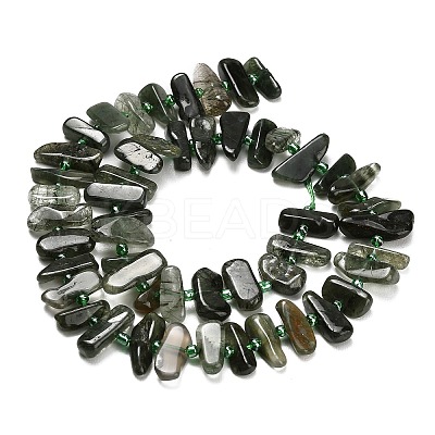 Natural Green Rutilated Quartz Beads Strands G-Z124-B02-01-1