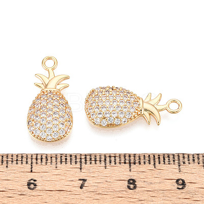 Brass Pave Clear Cubic Zirconia Pendants KK-T074-108G-1