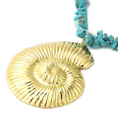 Boho Dyed Synthetic Turquoise Chip & Plastic Pearl Multi Layered Necklaces NJEW-U006-04A-G-1