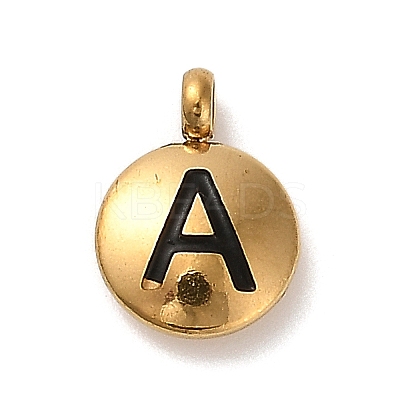 304 Stainless Steel Black Enamel Charms STAS-R009-01G-A-1