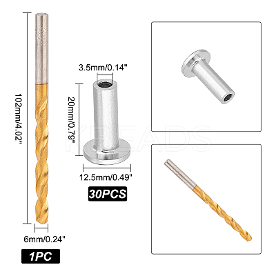 1 Set 316 Stainless Steel Stemball Swage Dead Ends & Drill Bit FIND-UN0001-35-1
