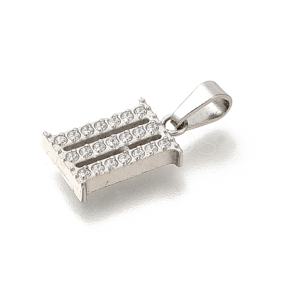 304 Stainless Steel Micro Pave Cubic Zirconia Pendants STAS-H228-02P-03-1