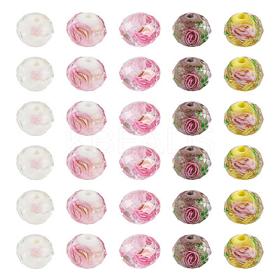 50Pcs 5 Colors Handmade Gold Sand Lampwork Beads Strands LAMP-TA0001-42-1