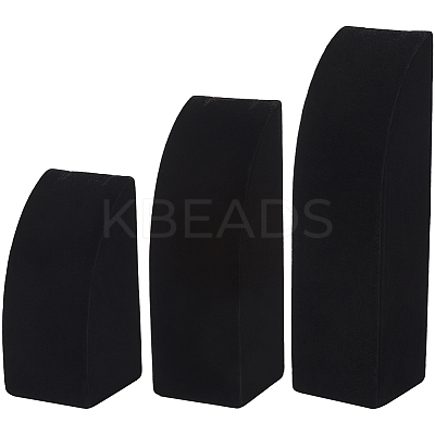 3Pcs 3 Sizes Vertical Wooden Covered with Velvet Necklace Display Stands NDIS-WH20001-03B-1
