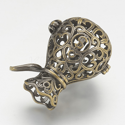 Brass Cage Pendants X-KK-D528-01AB-1