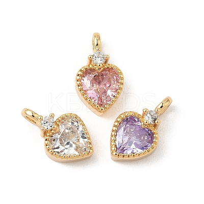 Brass Micro Pave Cubic Zirconia Charms KK-S531-02G-1