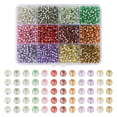180G 12 Colors Silver Lined Glass Seed Beads SEED-TA0001-73-1