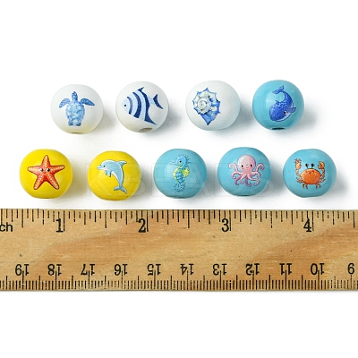 45Pcs 9 Styles Natural Wood European Beads WOOD-FS0001-27-1