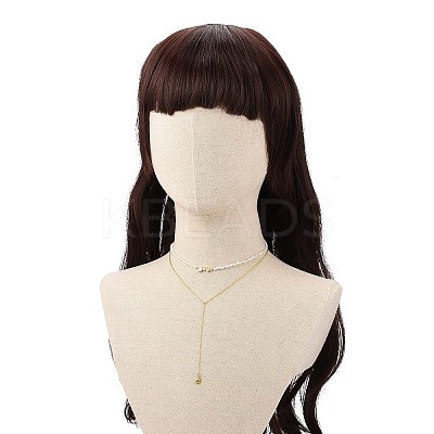 Brass Moon & Star Charms Double Layer Necklace NJEW-JN04142-1