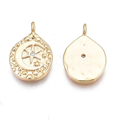 Brass Micro Pave Clear Cubic Zirconia Pendants KK-N232-246-1