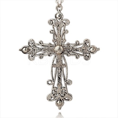 Tibetan Style Alloy Rhinestone Gothic Cross Big Pendants RB-J144-28AS-1