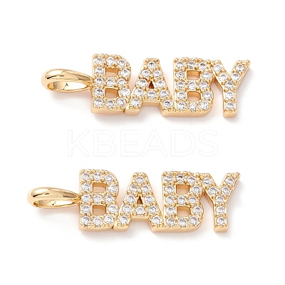 Brass Micro Pave Clear Cubic Zirconia Pendants ZIRC-Z019-29G-NR-1