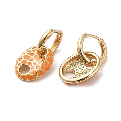 Oval Real 18K Gold Plated Brass Dangle Hoop Earrings EJEW-L268-007G-06-1