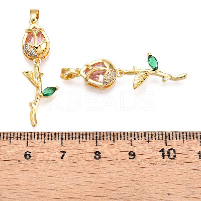 Brass Micro Pave Cubic Zirconia Pendants KK-N254-221G-1
