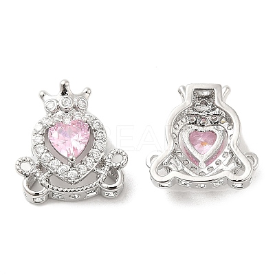Brass Micro Pave Pink Cubic Zirconia Charms KK-F860-74P-02-1