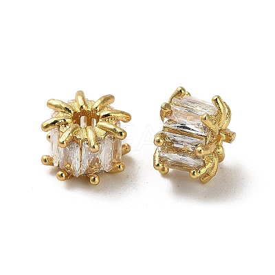 Brass Micro Pave Cubic Zirconia European Beads KK-B142-13A-01G-1