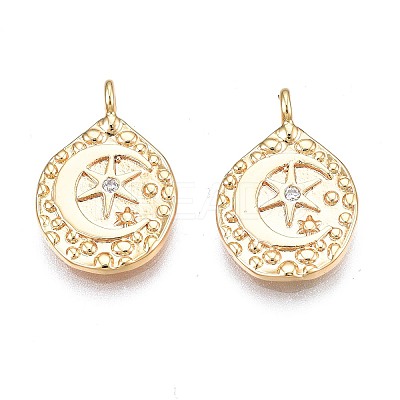 Brass Micro Pave Clear Cubic Zirconia Pendants KK-N232-246-1