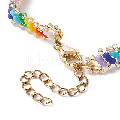 Glass Seed Braided Beaded Bracelet BJEW-MZ00058-1